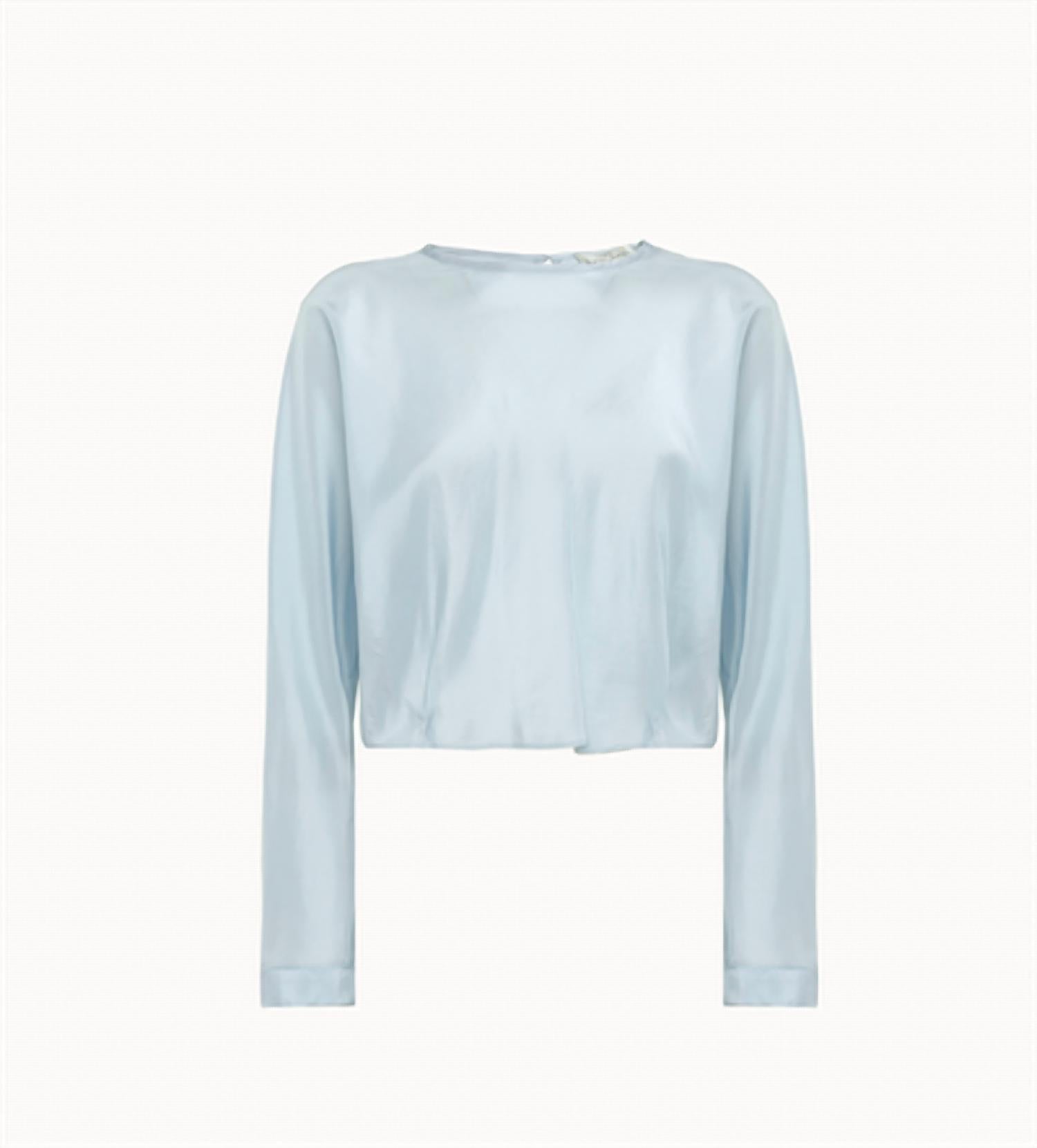 forte forte Women's Habotai Silk Chic Round Neck Shirt in blue - women's blouse