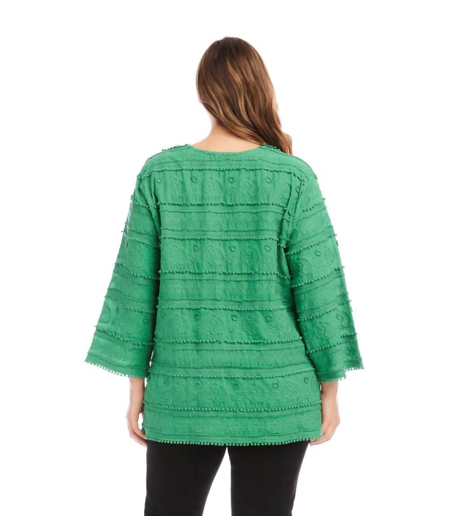 Karen Kane 3/4 Sleeve Embroidered Tunic - Plus in green - women's shirt - alternate view