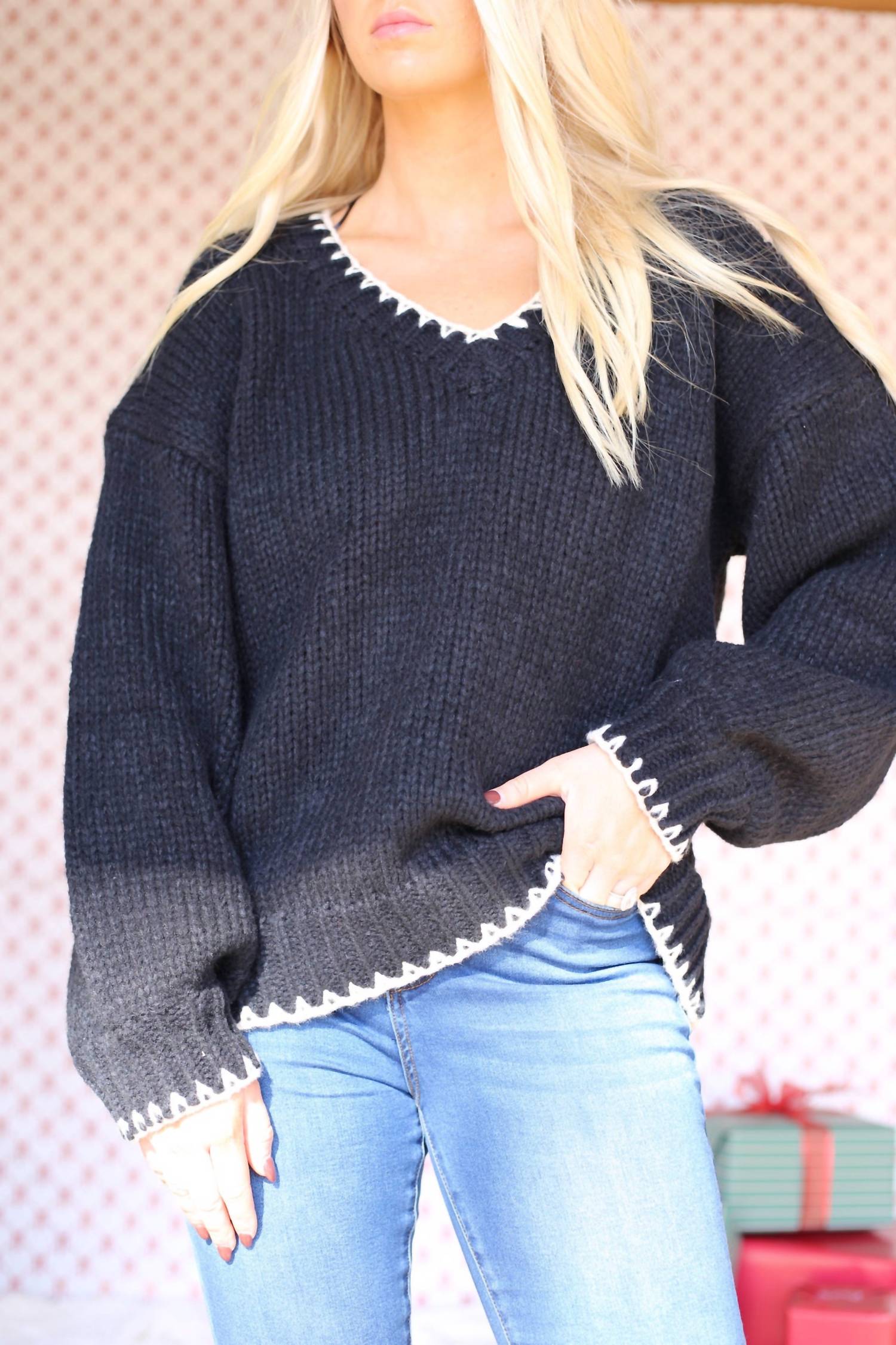 Klesis - Ayla Contrast V-Neck Sweater