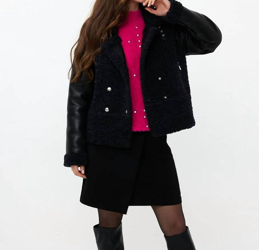 Esqualo - Faux Leather Sleeves Jacket