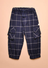 Cozmo Kid's Tobias Plaid Flannel Pants in navy - kids' joggers - view 5