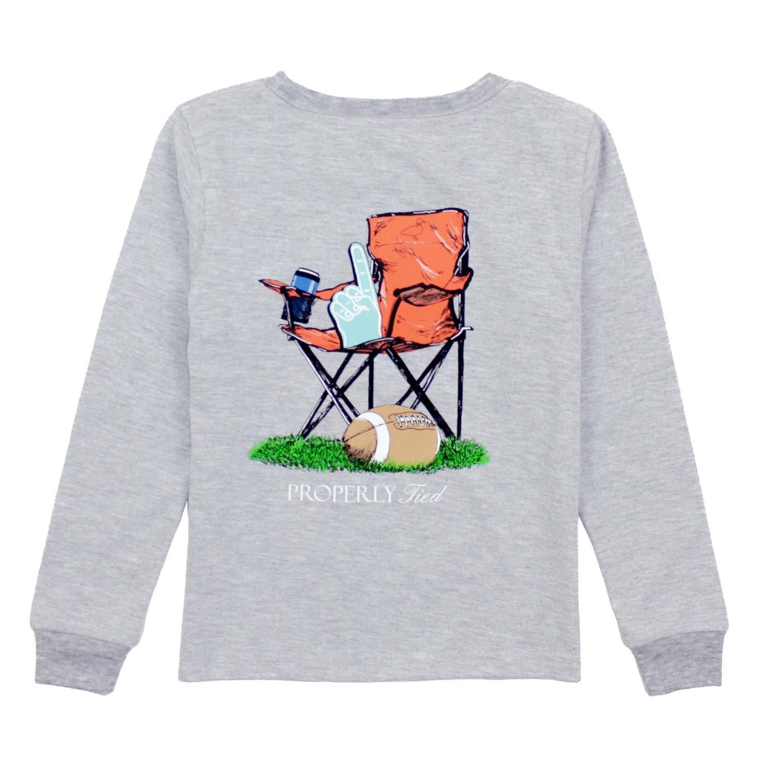 Properly Tied Boys' Long Sleeve Tee in light grey sidelines - kids' long sleeve top