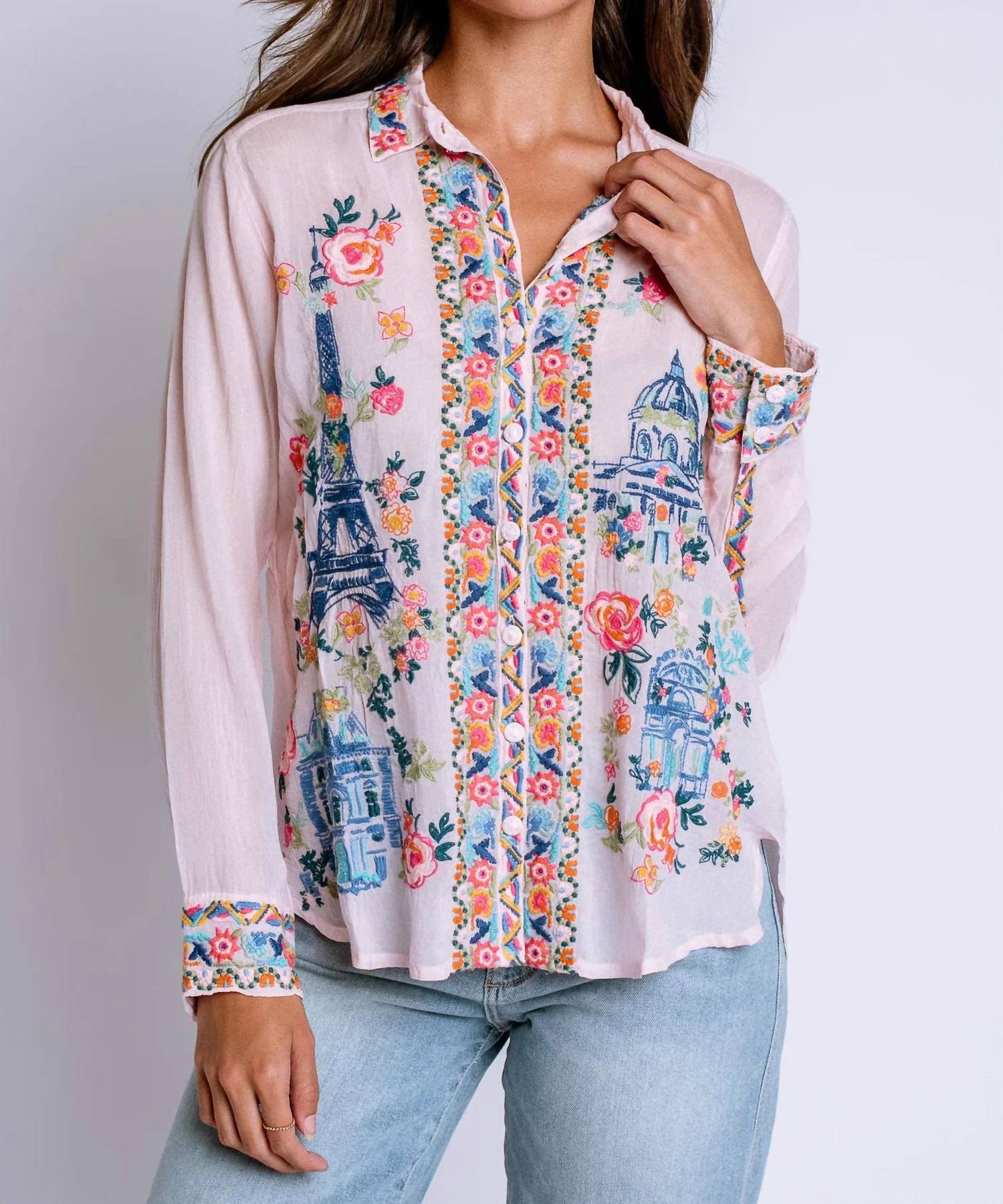 Johnny Was - Primrose Pin Sydnee Shirt Pink