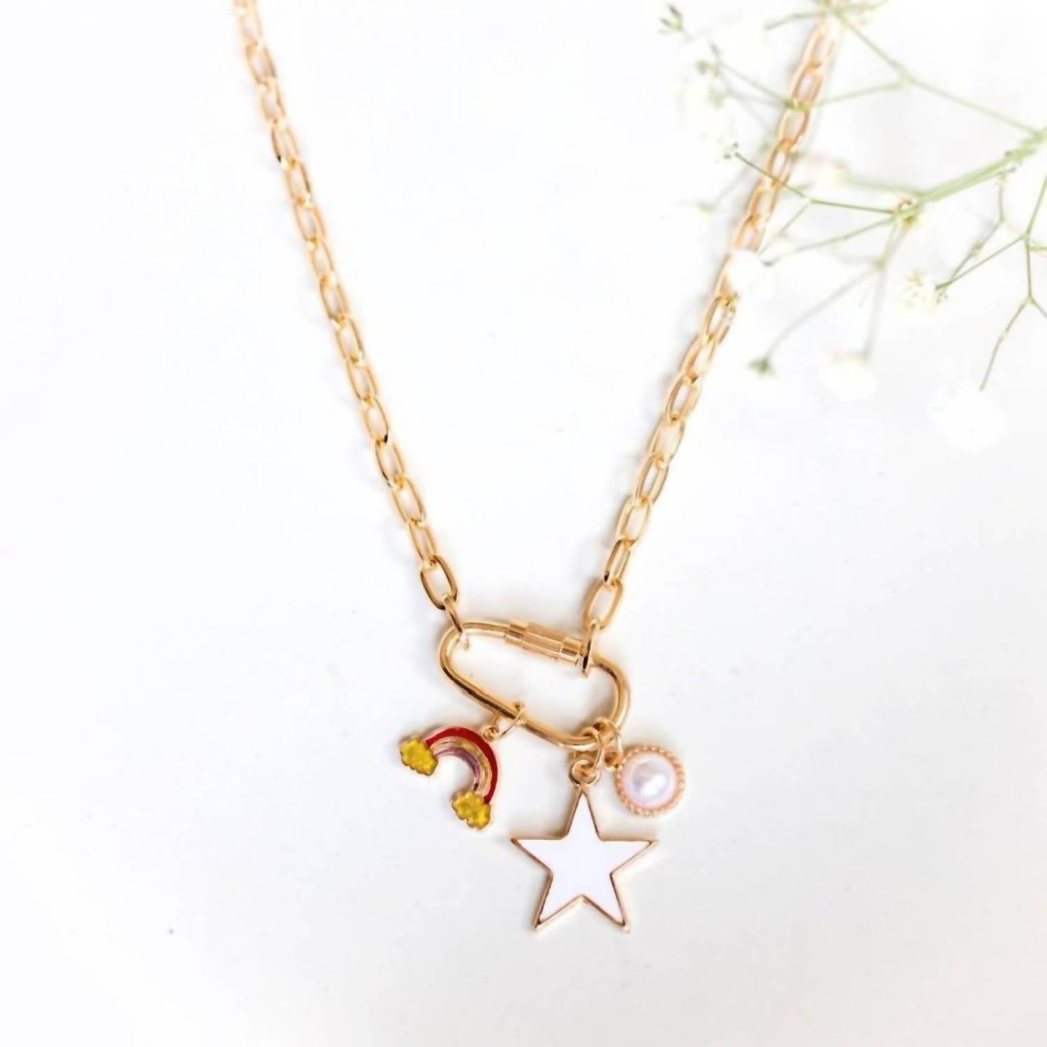 Pretty Simple Women's Rainbow Dream Charm Necklace in gold - women's jewelry