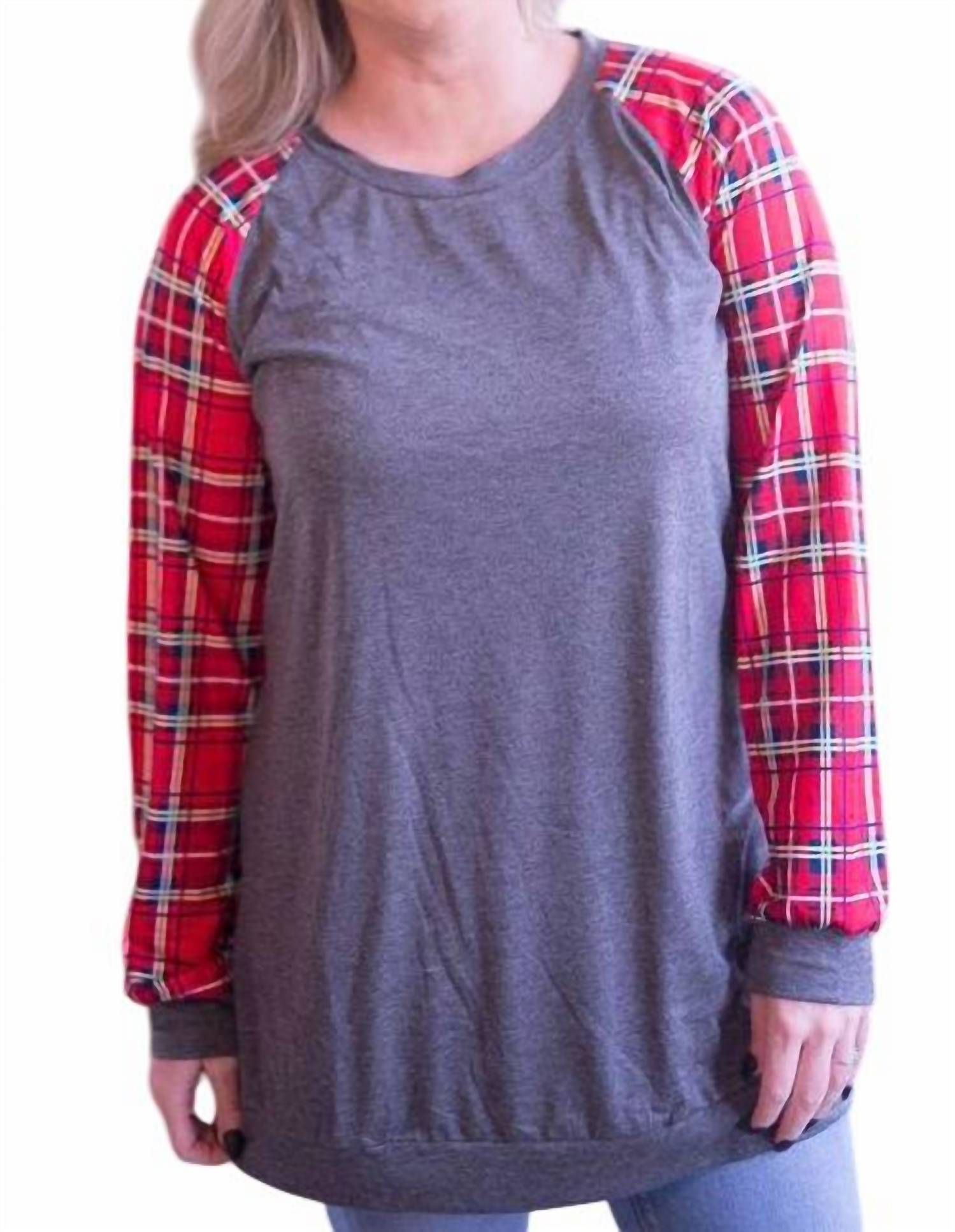 Shirley Stone - Plaid Raglan Top