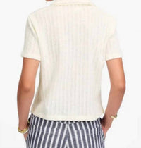 Madewell Crochet Knit Polo Sweater in ivory - women's sweater - alternate view