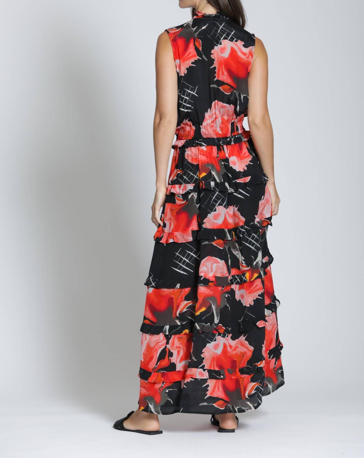 APNY Tiered Maxi Dress in abstract rouge - women's dress - view 4