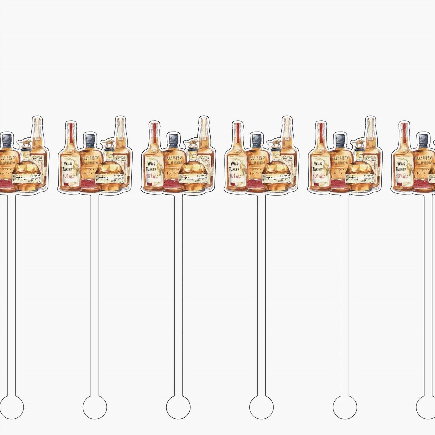Barrel Down South - Acrylic Bourbon Liquer Cocktail Stirs - Pack Of 6