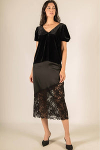 Before You Flounce Sleeve Top in black - women's blouse - detail view