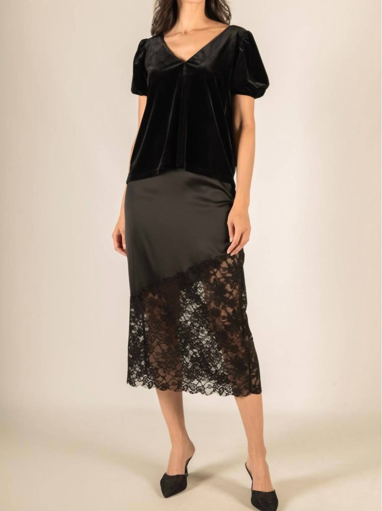 Before You Flounce Sleeve Top in black - women's blouse