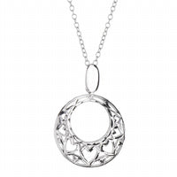 Gold & Honey - Women's Heart Filigree Hoop Earrings And Pendant Necklace Set