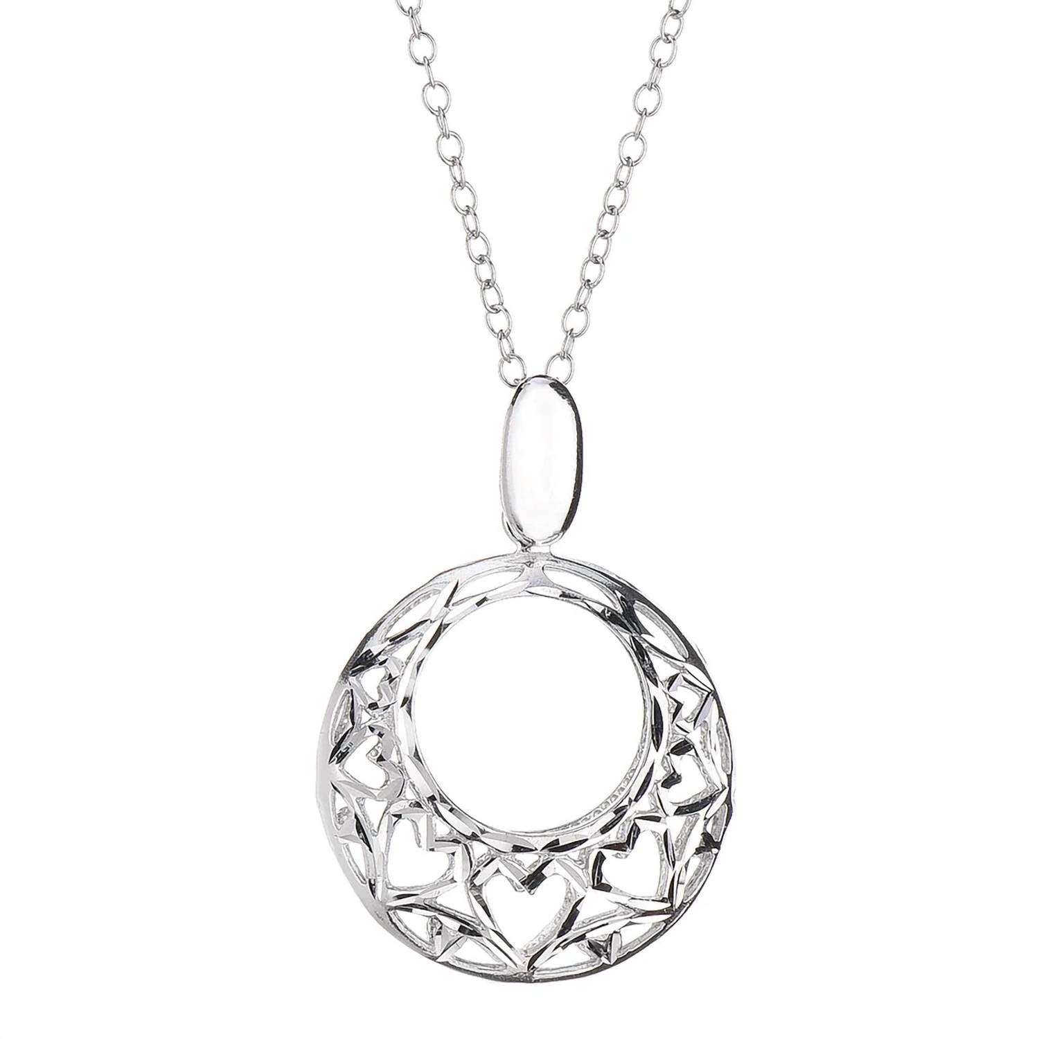 Gold & Honey - Women's Heart Filigree Hoop Earrings And Pendant Necklace Set