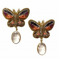 Allie Beads - Women's Butterfly And Crystal Drop Earrings