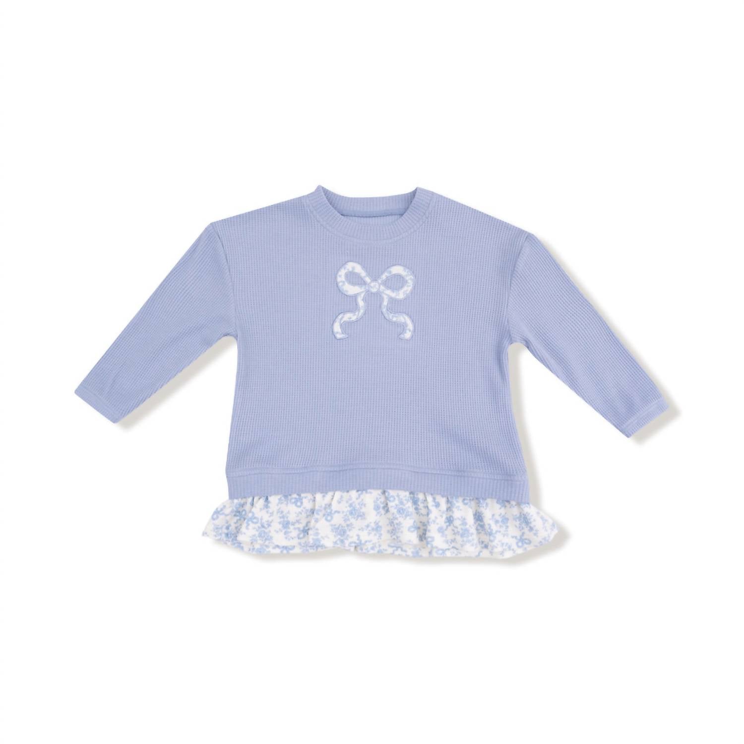 ANGEL DEAR Girl's Waffle Pullover & Ribbed Leggings Set in blue - item - alternate view