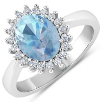 Diana M Jewels - Women's Oval Natural Aquamarine Fashion Ring (1.24 Ct) - Petite