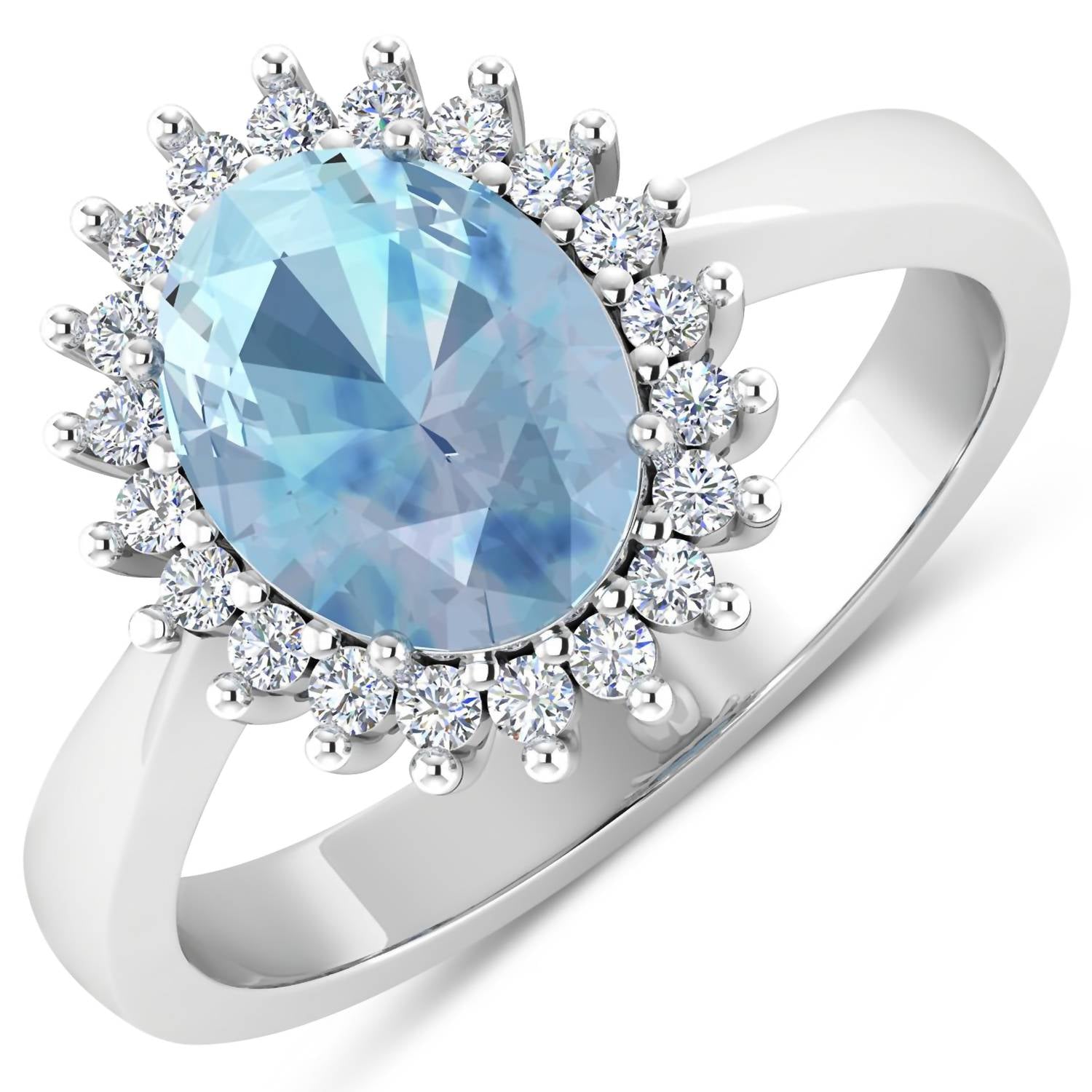 Diana M Jewels - Women's Oval Natural Aquamarine Fashion Ring (1.24 Ct) - Petite