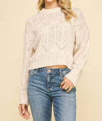 PINCH Eyelet Detail Sweater in cream - women's sweater