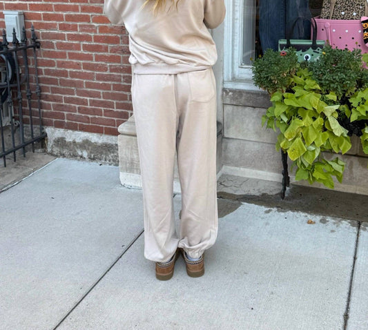 Davi & Dani - Rhinestone Bow Embellishment Soft Knit Sweatshirt And Jogger Set