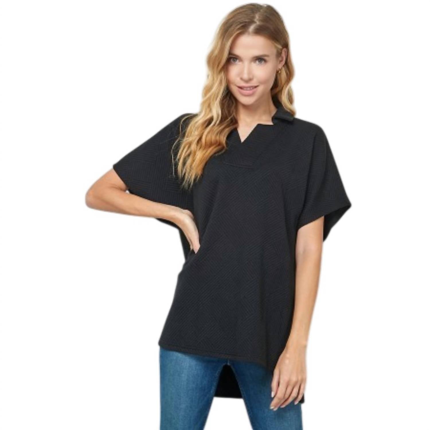 See And Be Seen - Drop Shoulder Top With Collar