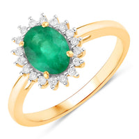 Diana M Jewels Women's Oval Natural Zambian Emerald Fashion Ring (1.37 Ct) - Petite in 14k yellow gold - women's jewelry