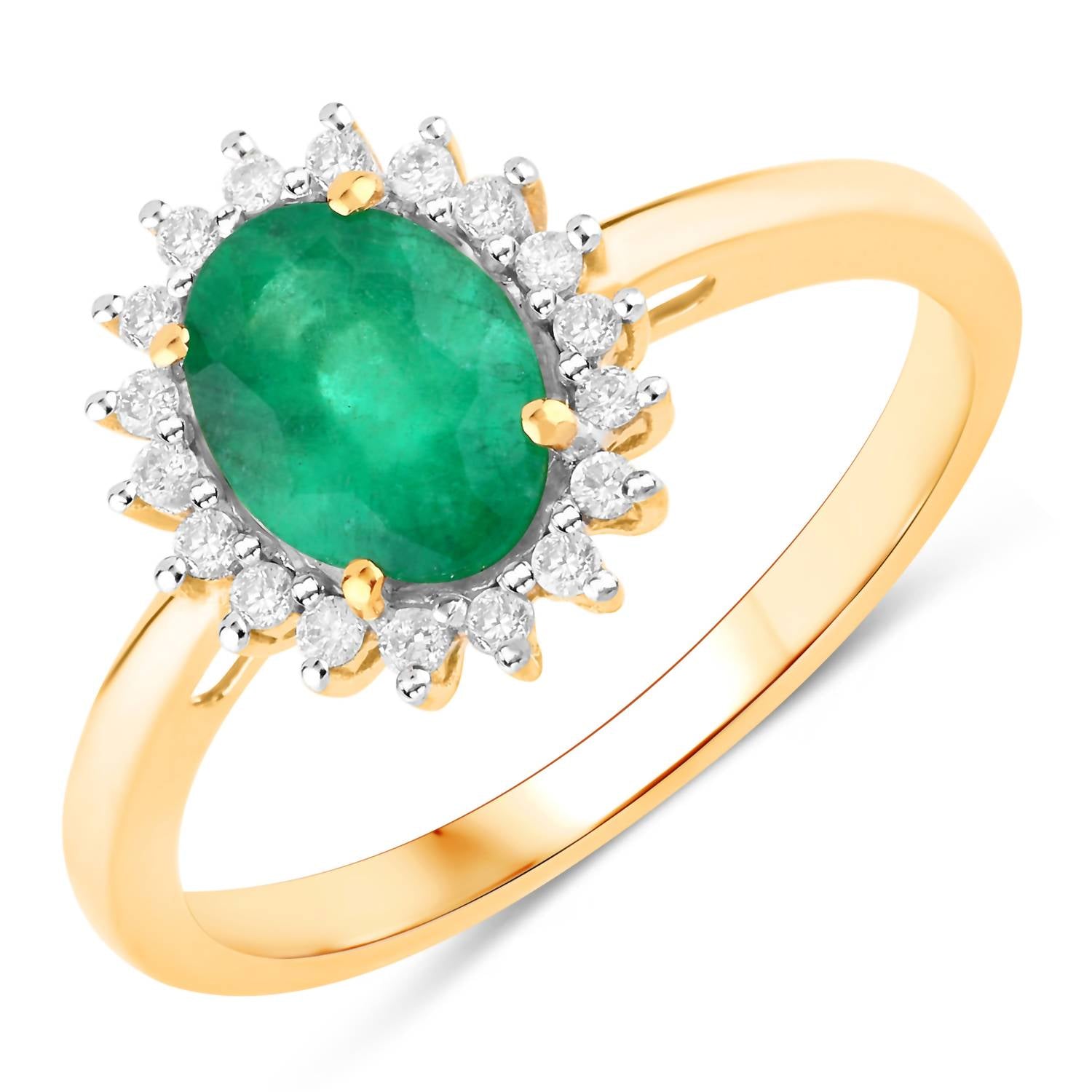 Diana M Jewels Women's Oval Natural Zambian Emerald Fashion Ring (1.37 Ct) - Petite in 14k yellow gold - women's jewelry