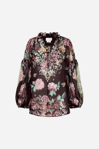 Camilla Frill Collared Blouse in if these tiles could talk - women's blouse - view 4