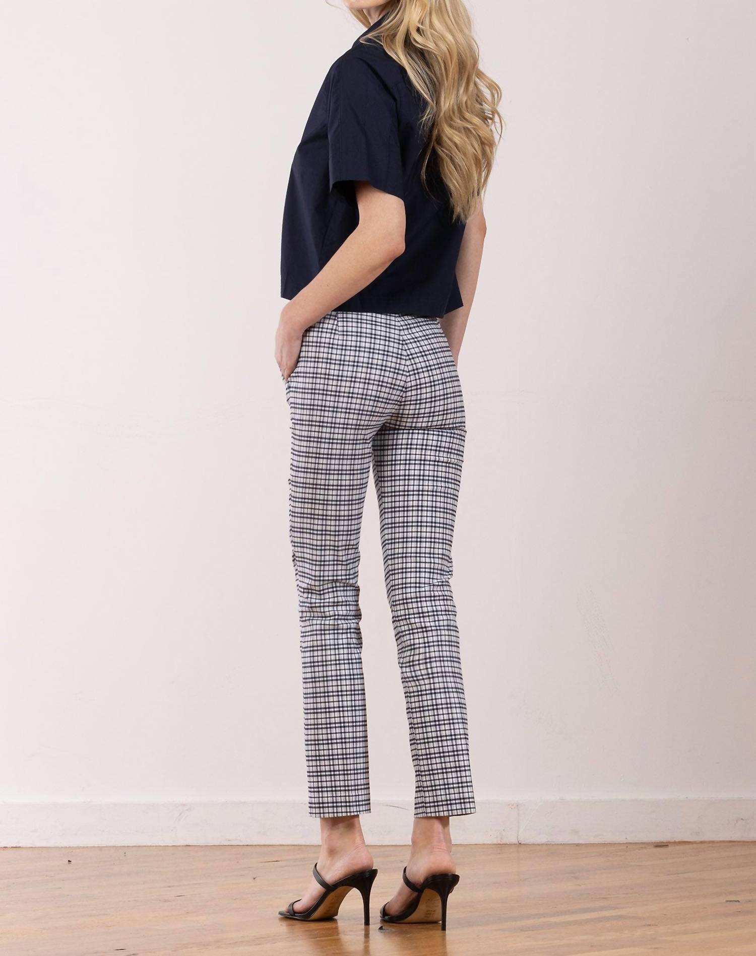 Avenue Montaigne Lulu Straight Cropped Pant in screen blue - women's pants - alternate view
