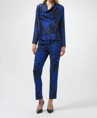 Joseph Ribkoff Floral Print Trouser in black royal saphire - women's pants - alternate view