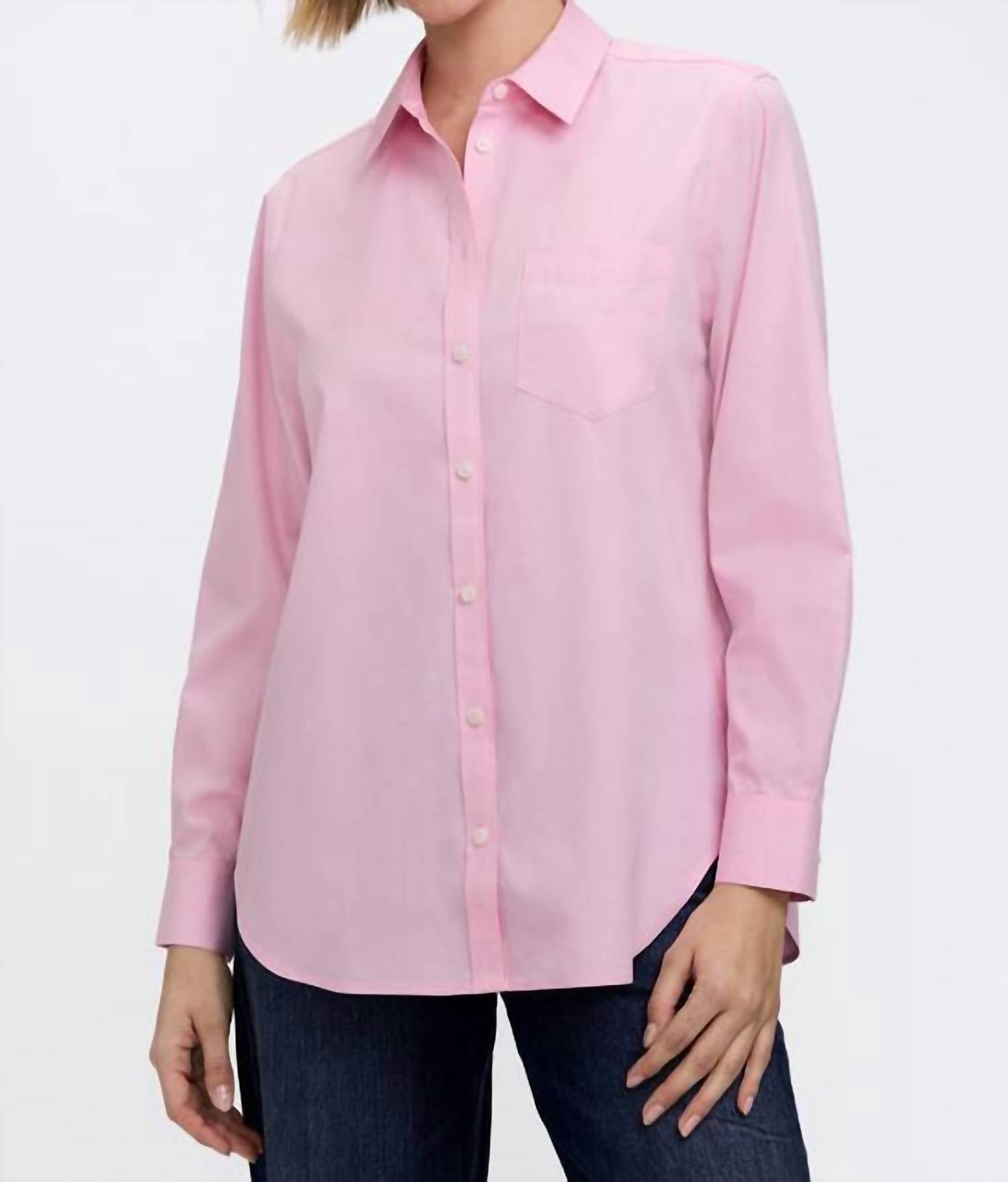 Foxcroft Boyfriend Shirt in chambray pink - women's shirt