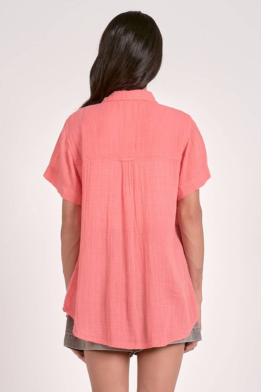 Elan - Short-sleeve Button Down Top