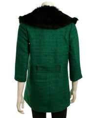 Tulle - Double Breasted Coat With Faux Fur Collar