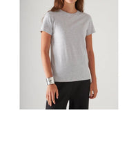 Patrick Assaraf Short Sleeve Iconic Fitted Crew Top in ghost - women's t-shirt - detail view