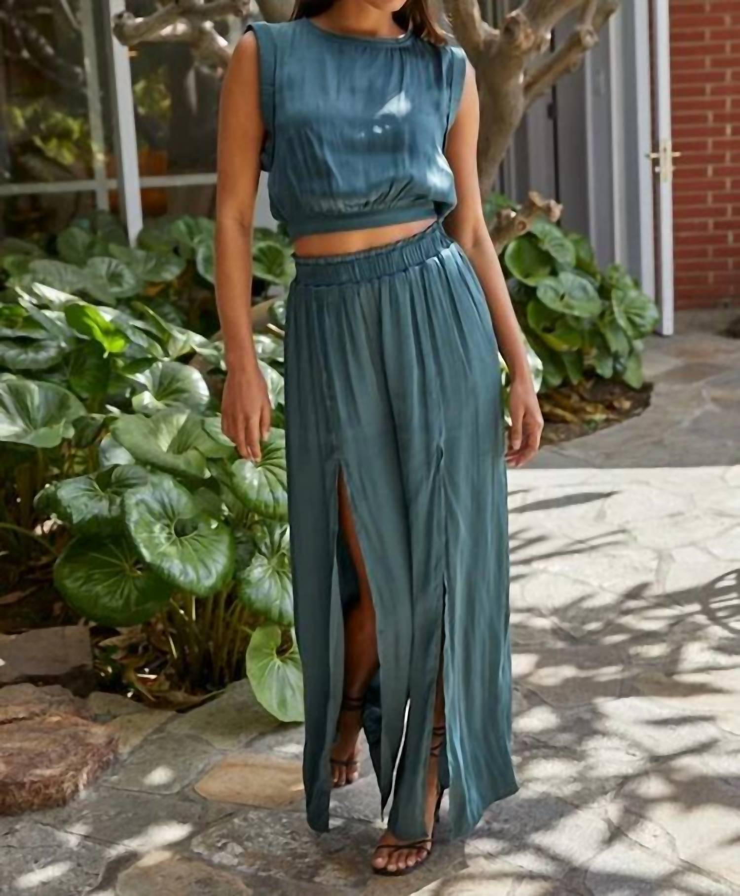 By Together - Daylight Satin Slit Pants