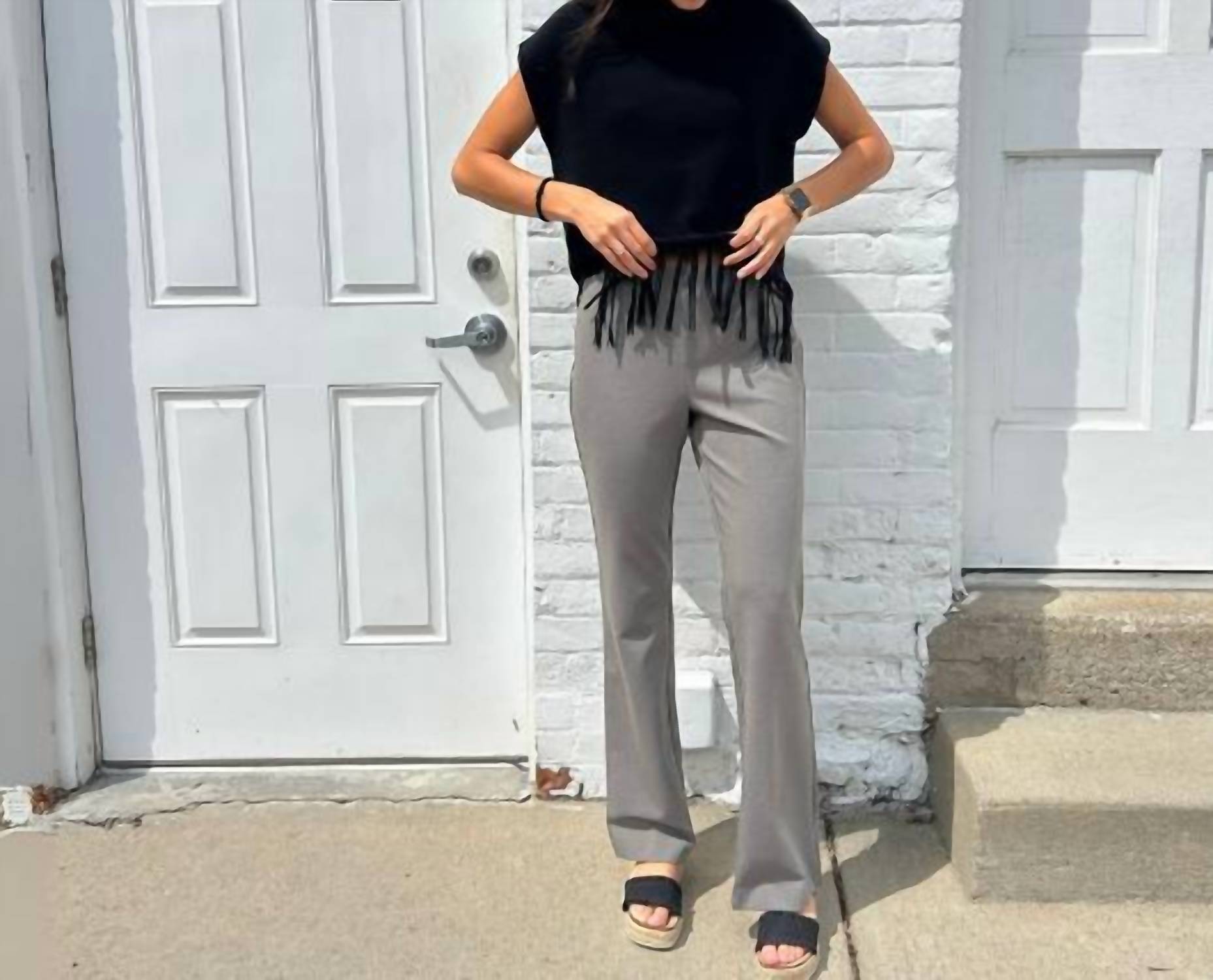 J'Envie/Eli Elastic Waist Pull On Bootcut Pant in putty - women's jeans - view 5
