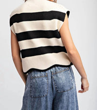 Ee:Some - Striped Mock Neck Sweater
