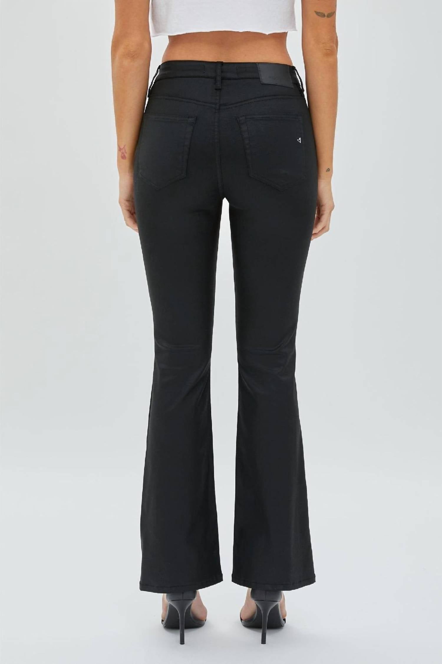 Hidden - Happi Mid Rise Flare Coated Denim Jean