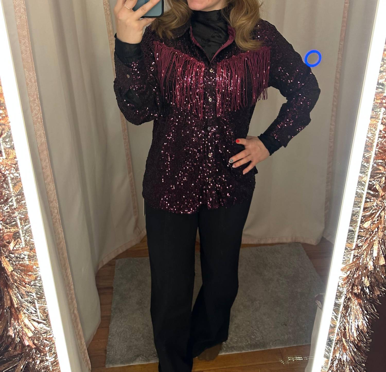 She + Sky - Sequin Long Sleeve Top