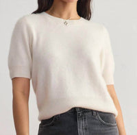 Margaret O'Leary Brushed Cashmere Tee in chalk - women's t-shirt