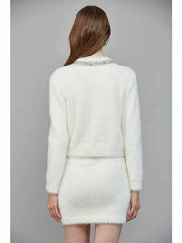 Fate By Lfd - Be Jeweled Fuzzy Knit Cardigan
