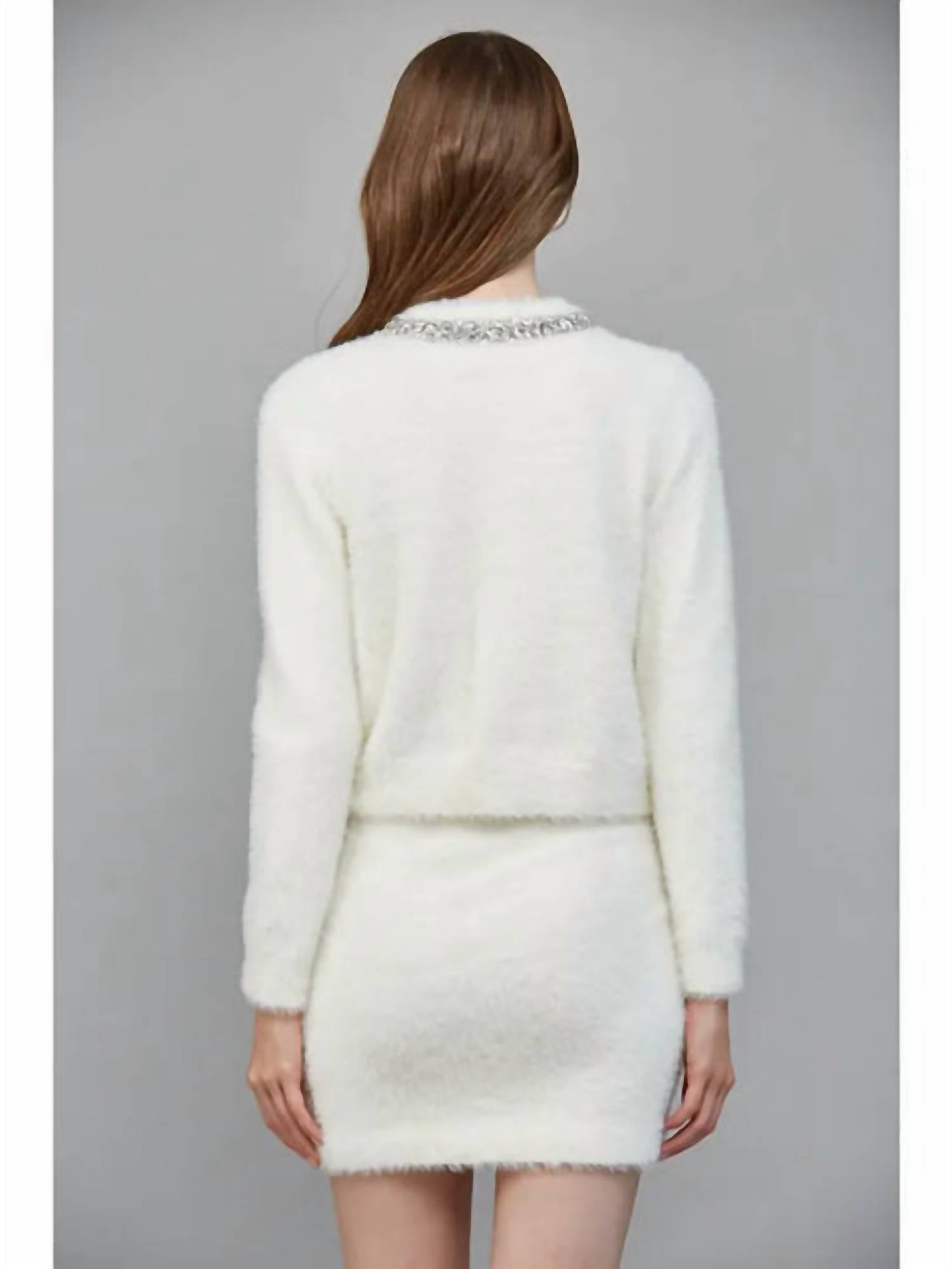 Fate By Lfd - Be Jeweled Fuzzy Knit Cardigan