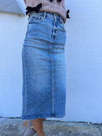 Hidden - Peyton Backslit Midi Pencil Skirt
