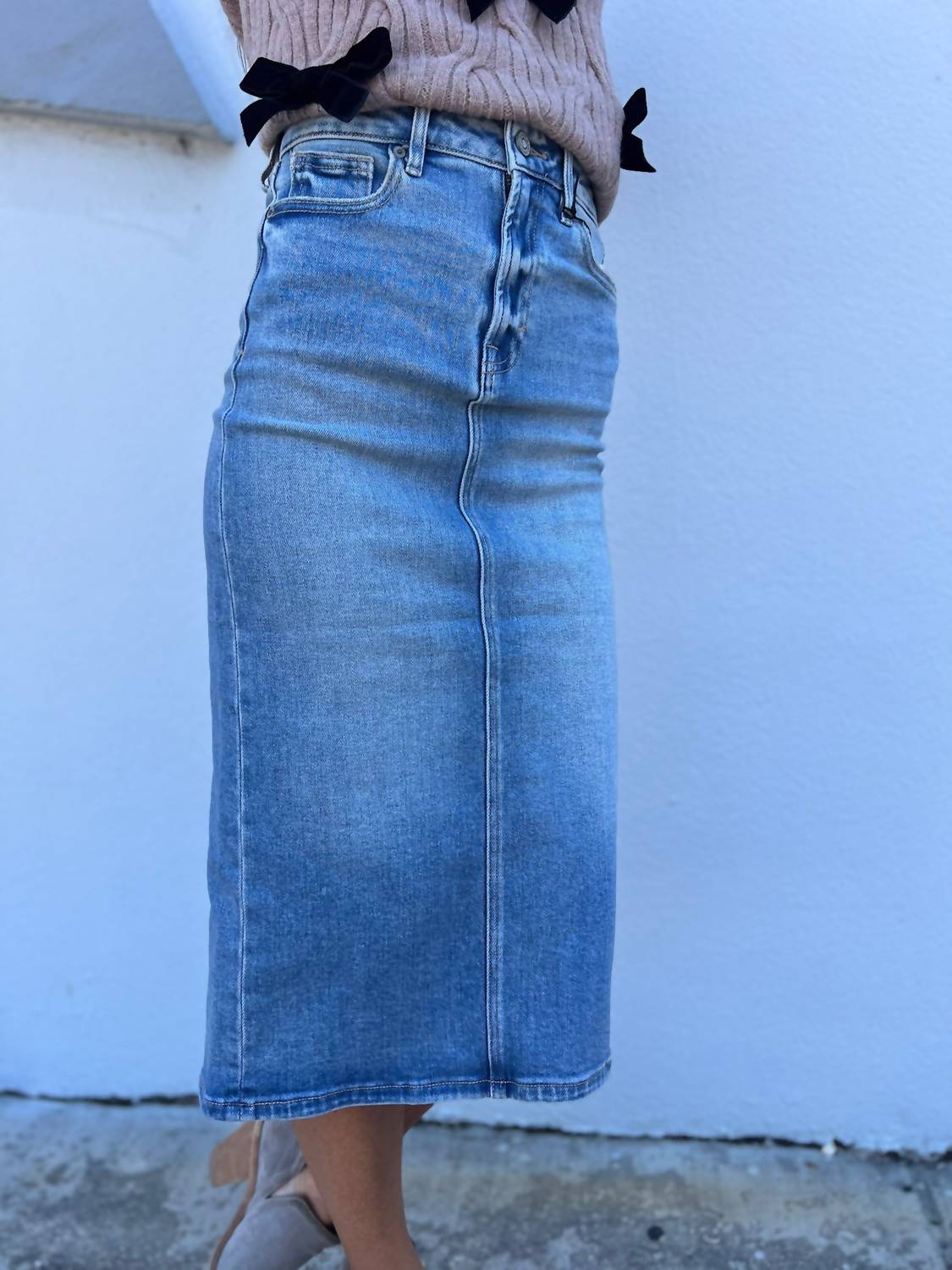 Hidden - Peyton Backslit Midi Pencil Skirt