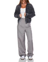 WithBlack Jackie Denim Bomber Jacket in gray - women's jacket - alternate view