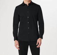 Bugatchi Uomo 8 Way Stretch Solid Shirt in black - men's shirt