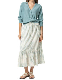 Lilla P - Printed Long Peplum Skirt