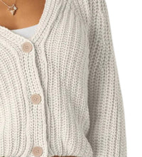 Dex Clothing Textured Button Front Cardigan in natural - women's cardigan - detail view