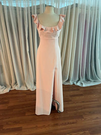 Dessy - Women's Crepe Ruffle Maxi Dress