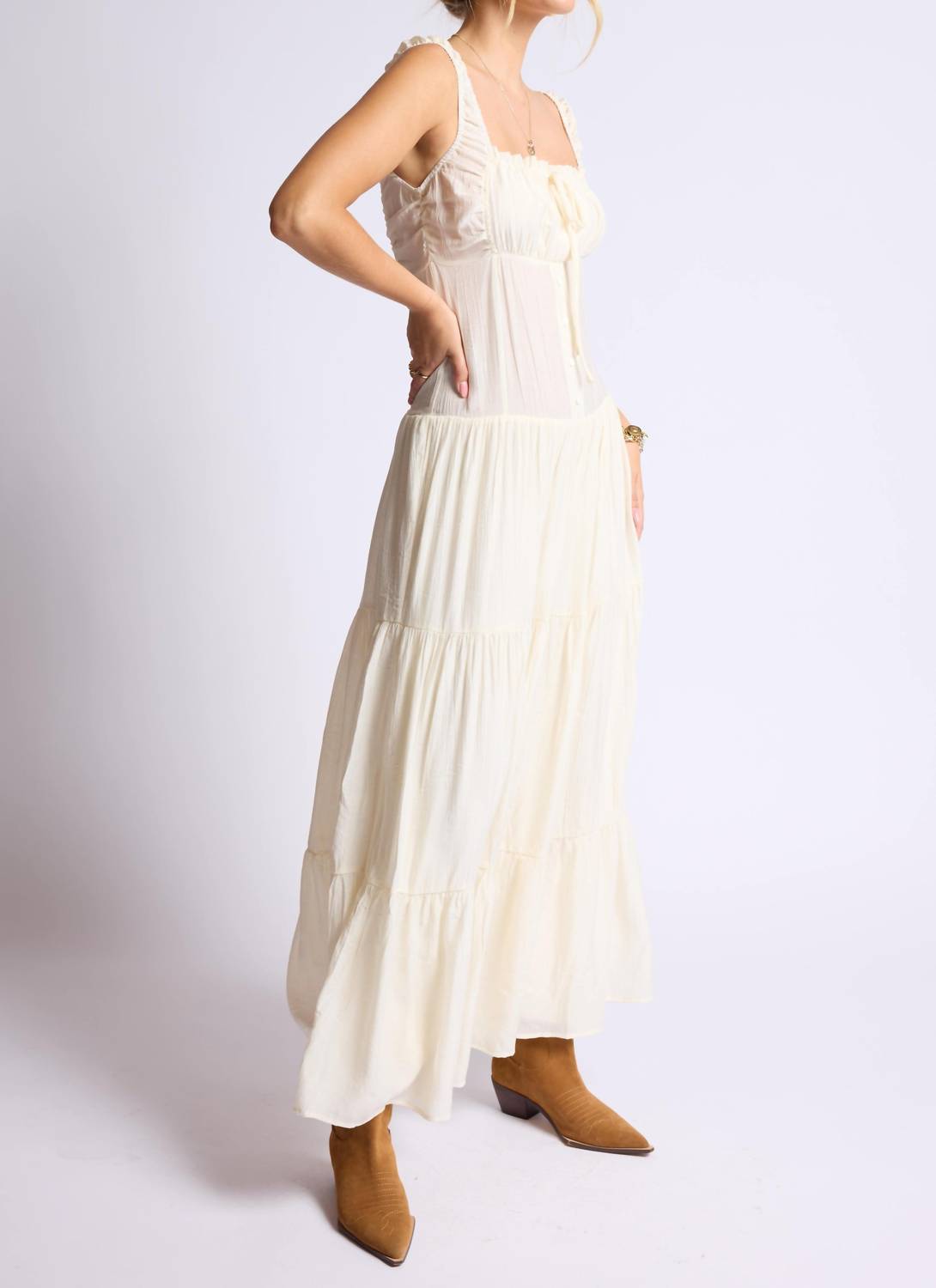 Sage The Label - Light A Fire Crinkled Maxi Dress
