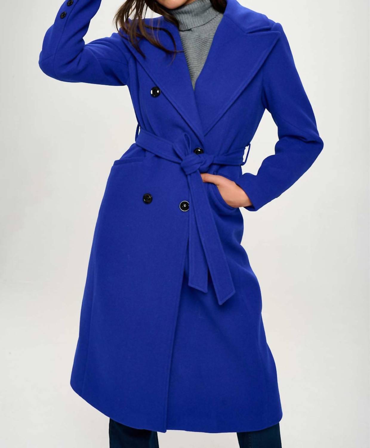 Coalition LA Trench Long Coat in blue - women's jacket