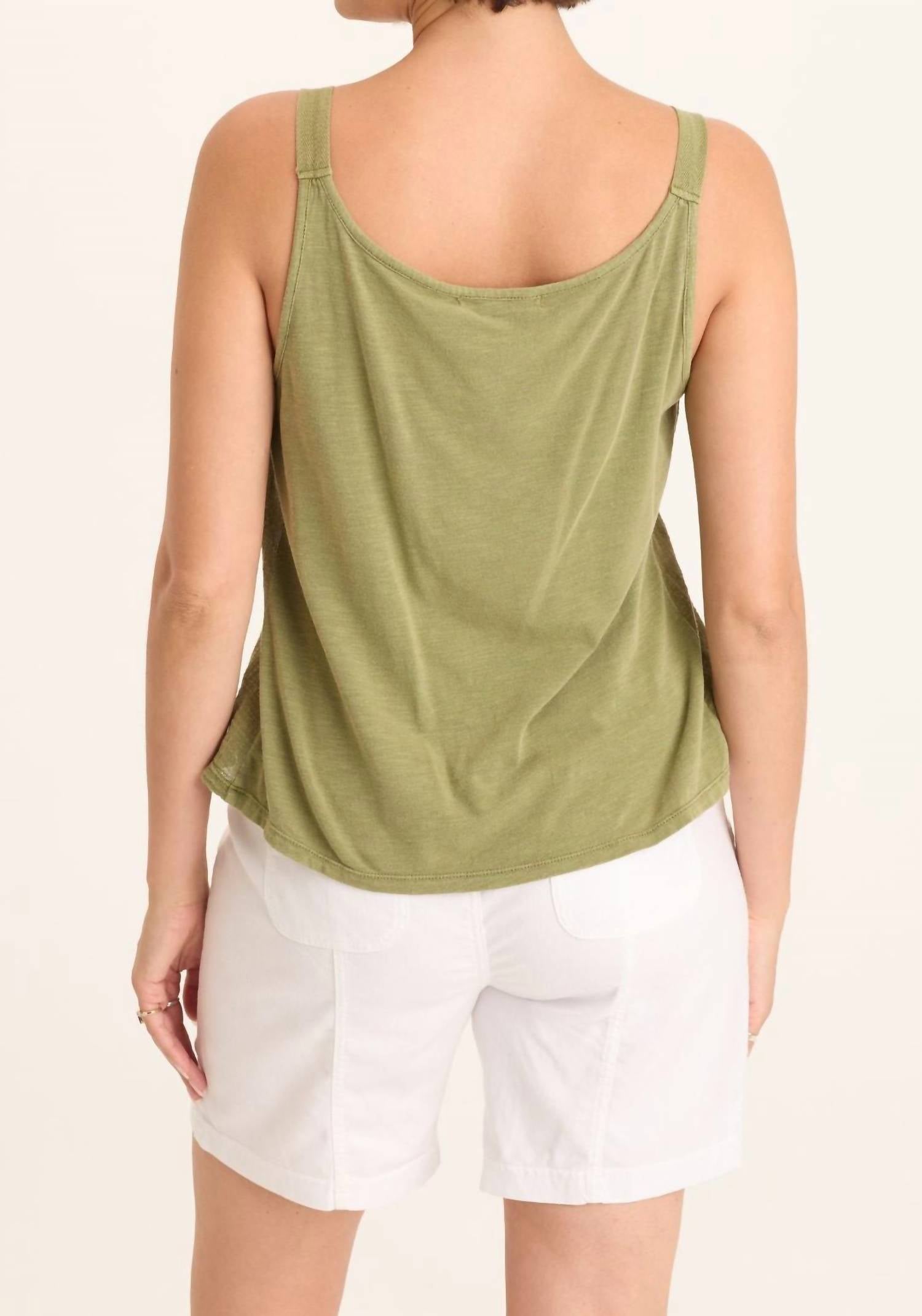 Wearables Hedley Gauze Jersey Box Pleat Tank Top in tone lime green - women's tank top - detail view